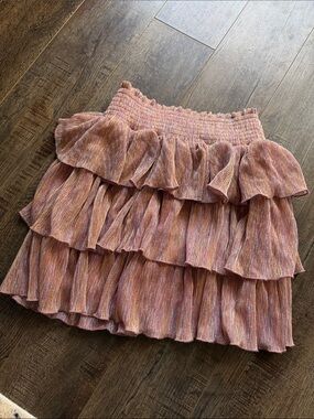 Smocked Tiered Mini Skirt in Dusty Pink